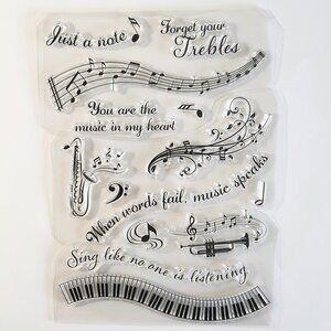 #57 Stamp Set Music Piano Saxophone Bugle Song Notes Cardmaking